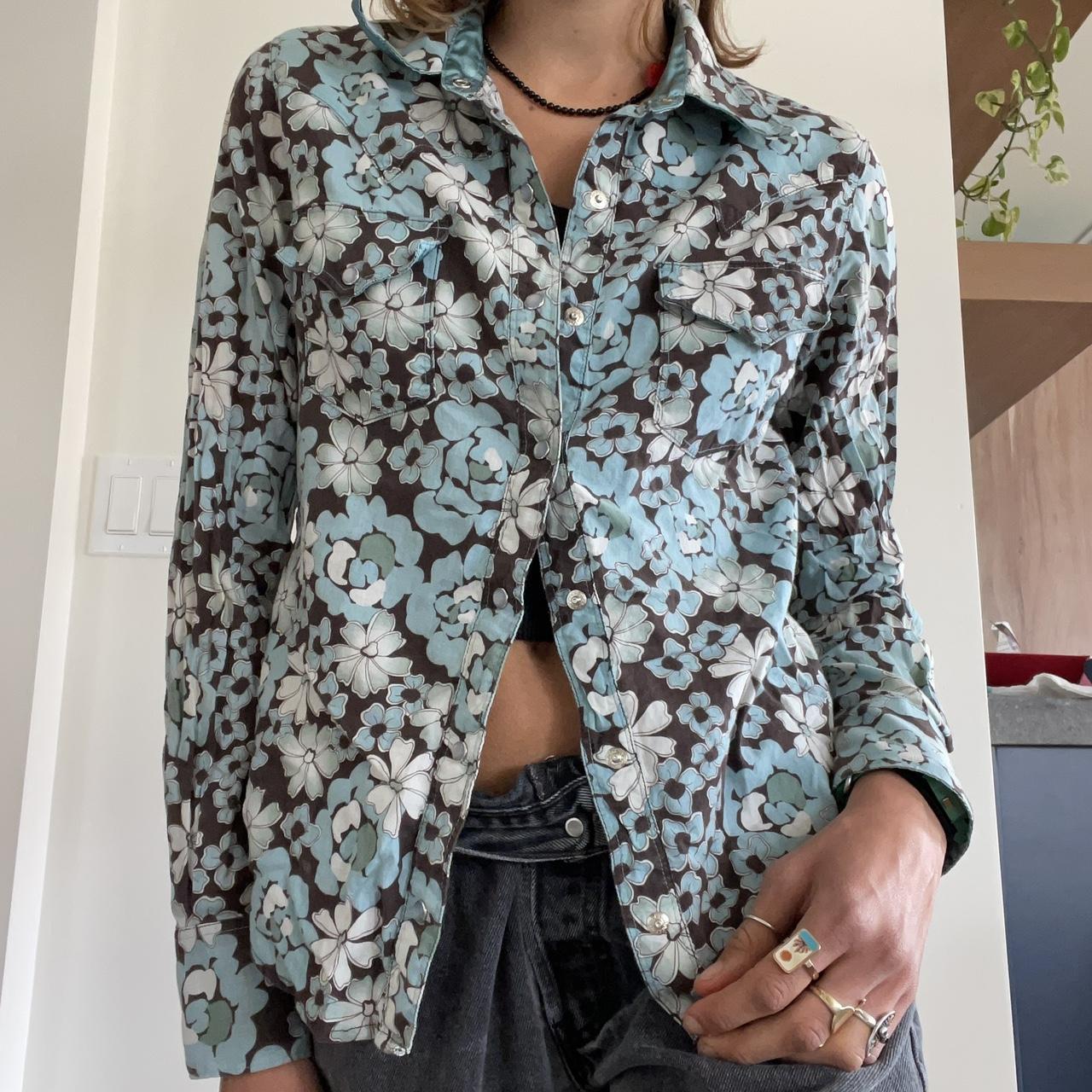 Women's Blue and Brown Shirt | Depop