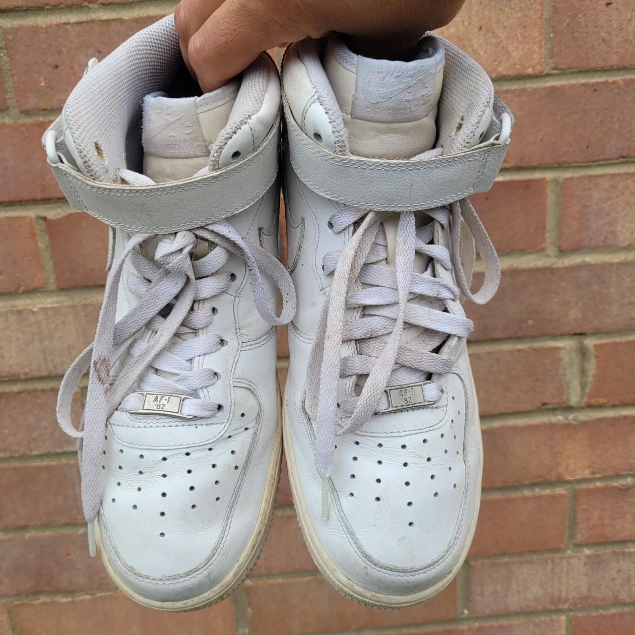 Nike air force 1 Mid white leather trainers UK 7... - Depop