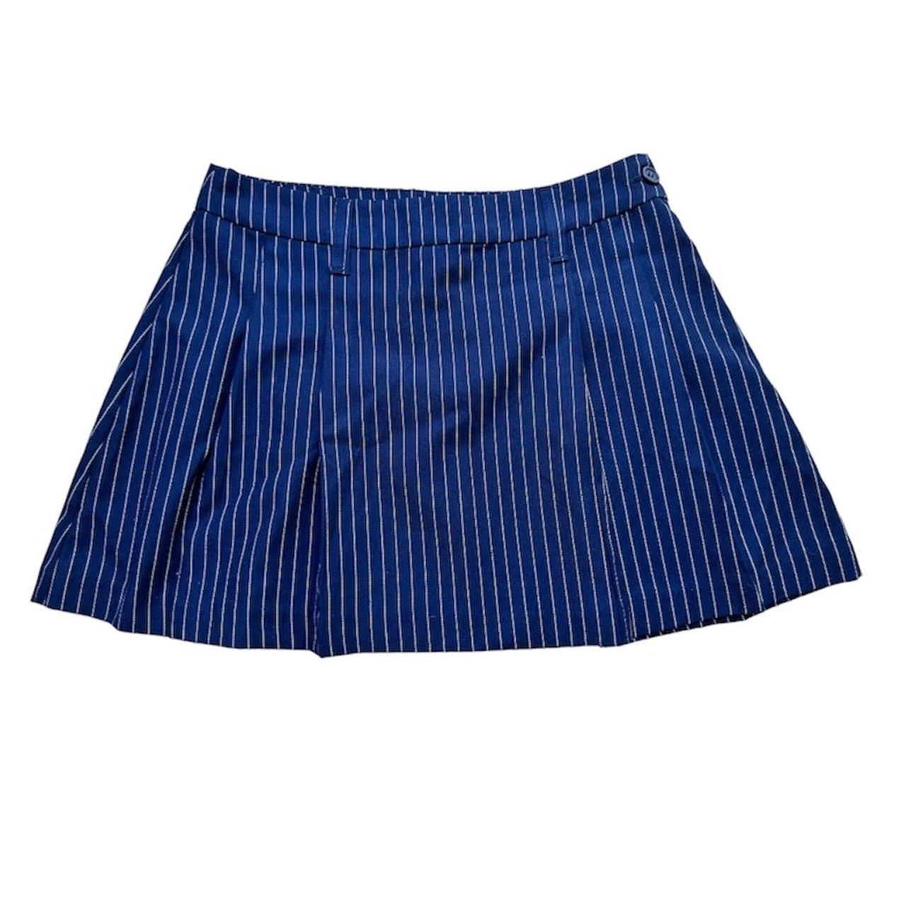 Navy and white pin strip mini skirt New without... Depop