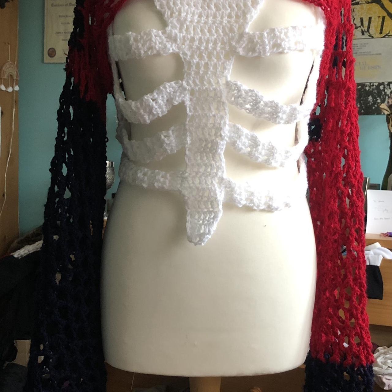 handmade crochet ribcage top for layering. custom to... Depop