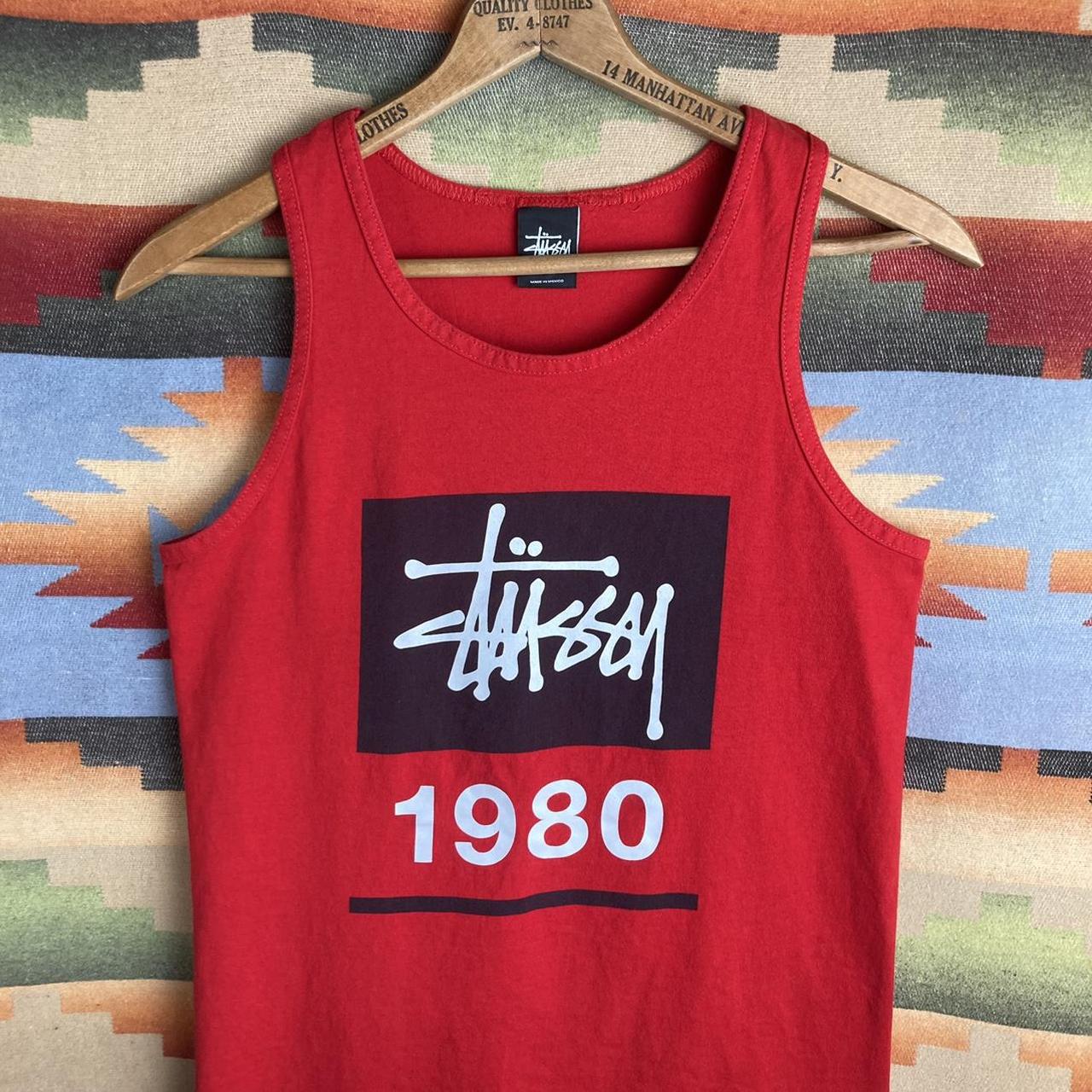 Stussy 1980 Red Tank Top T-shirt | Size Small Great... - Depop