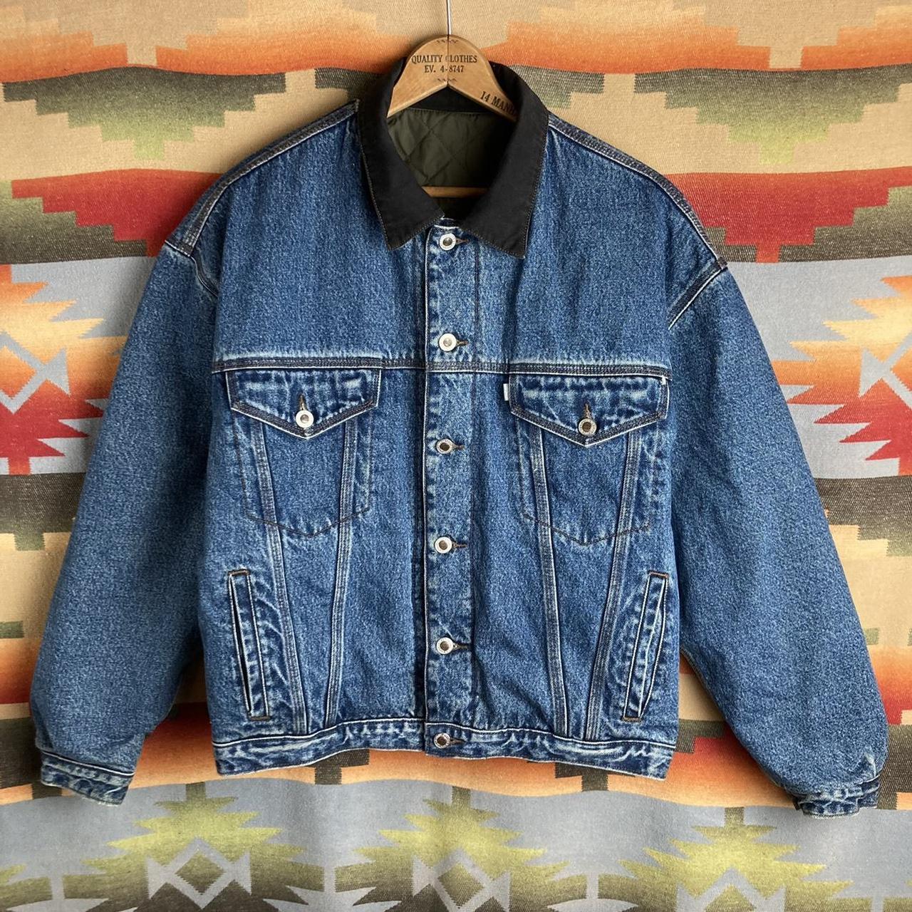 Vintage 90s Levis Silvertab Reversible Blue Denim... - Depop