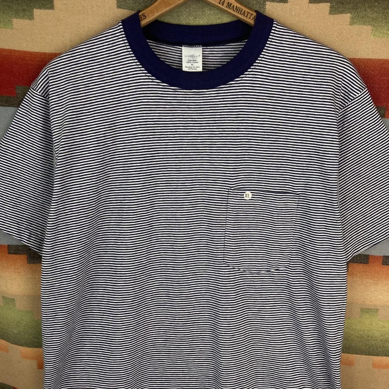 Vintage 90s JC Penney Towncraft Navy Blue White... - Depop