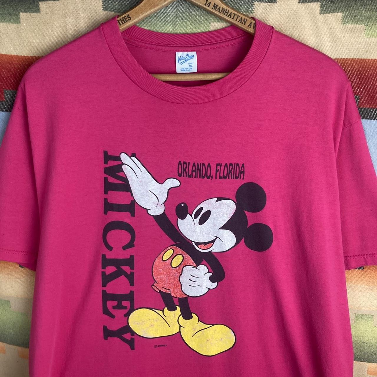 Vintage 90s Disney Mickey Mouse Orlando Florida Pink... - Depop