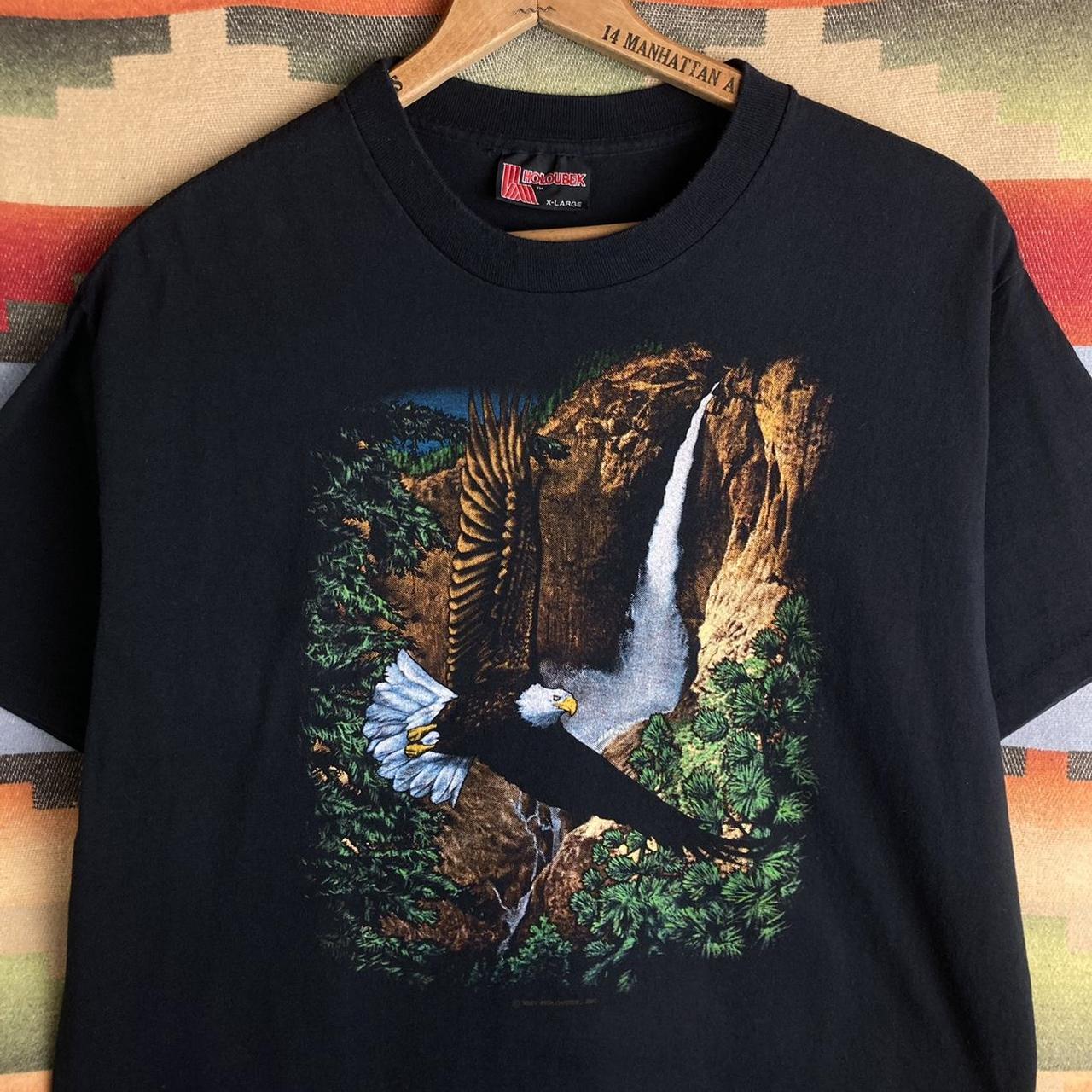 Vintage 90s Bald Eagle Waterfall Nature Wildlife... - Depop