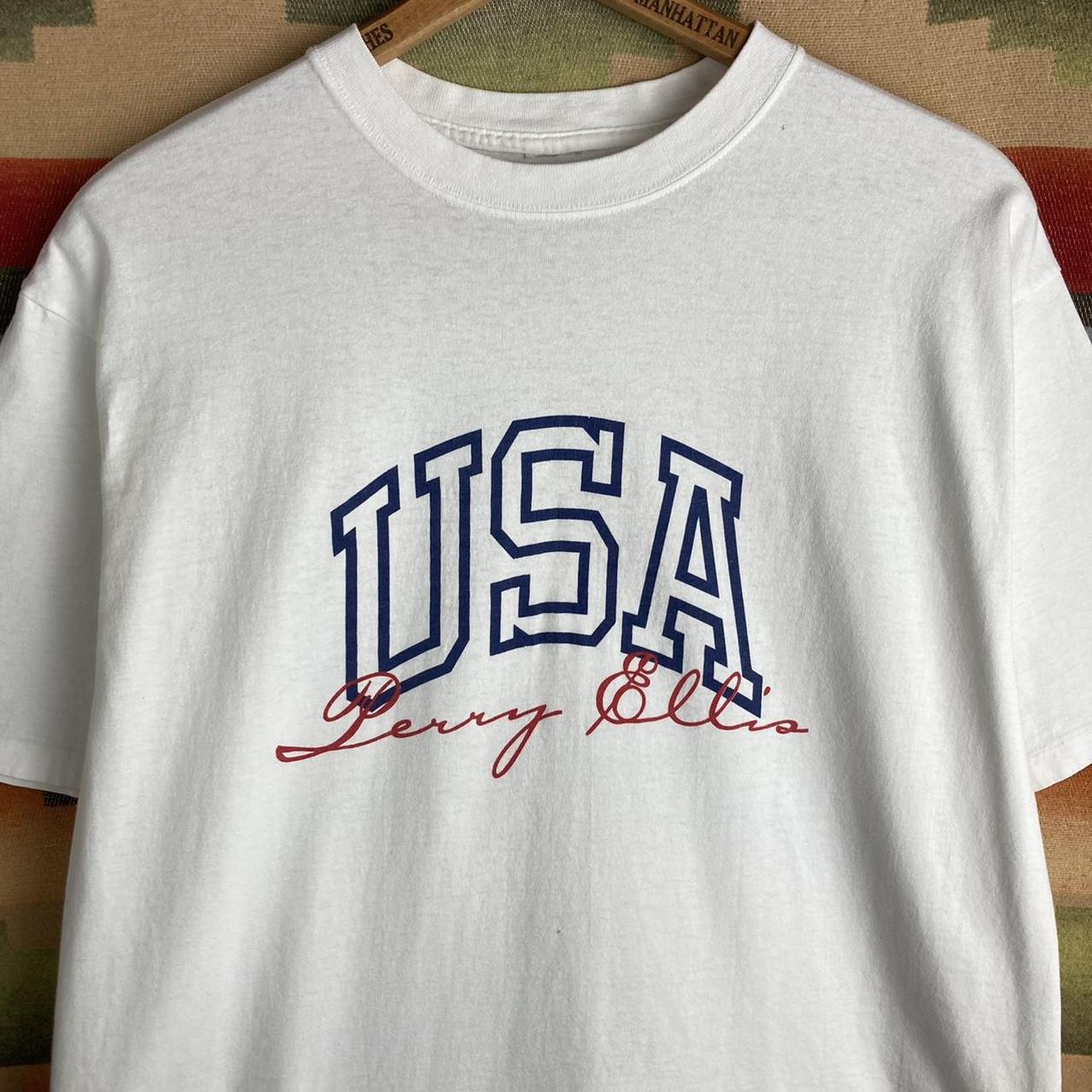 Vintage 90s Perry Ellis USA White T-shirt | Size...