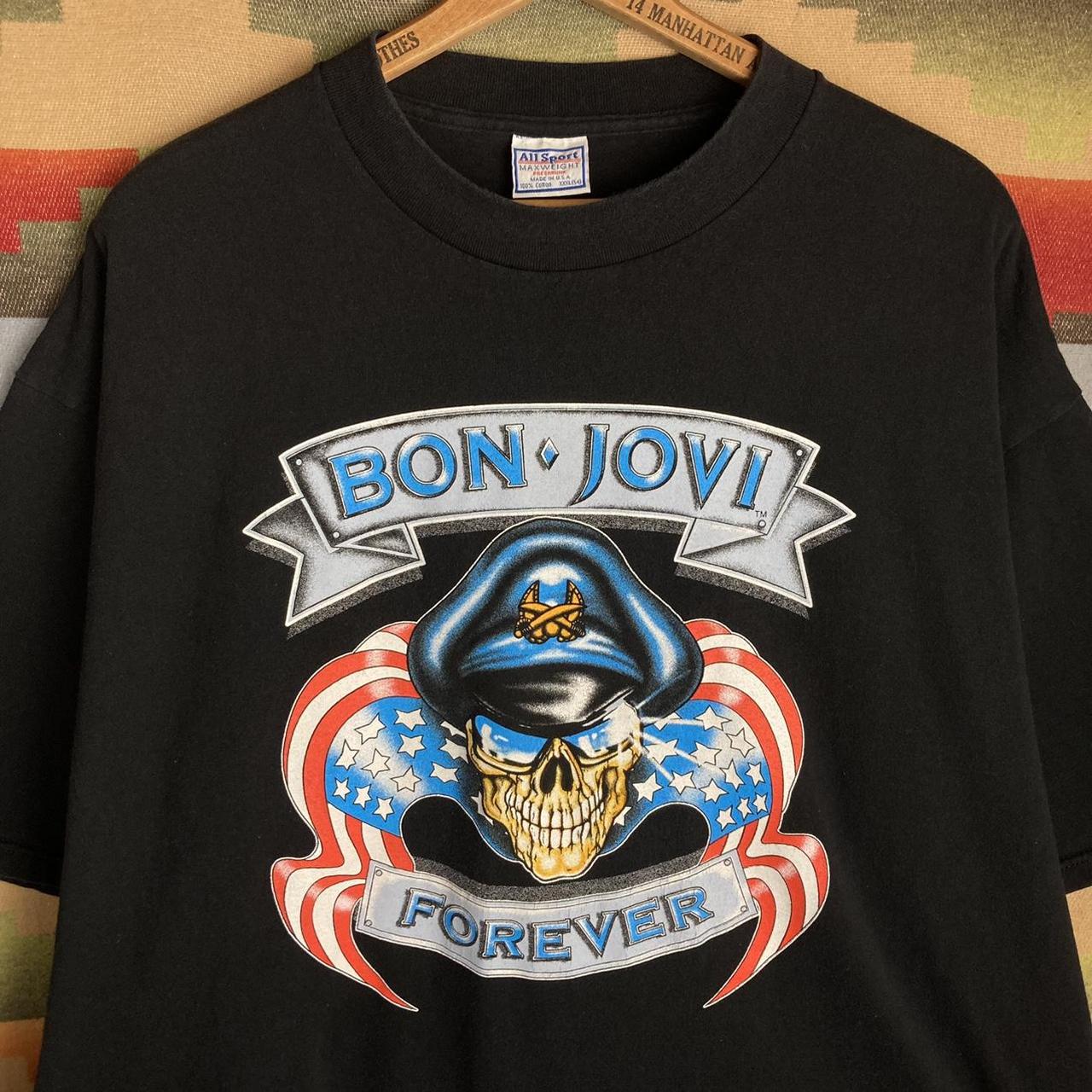 Akkumulerede niece udgifterne Vintage 90s Bon Jovi Forever Black T-shirt | Size... - Depop