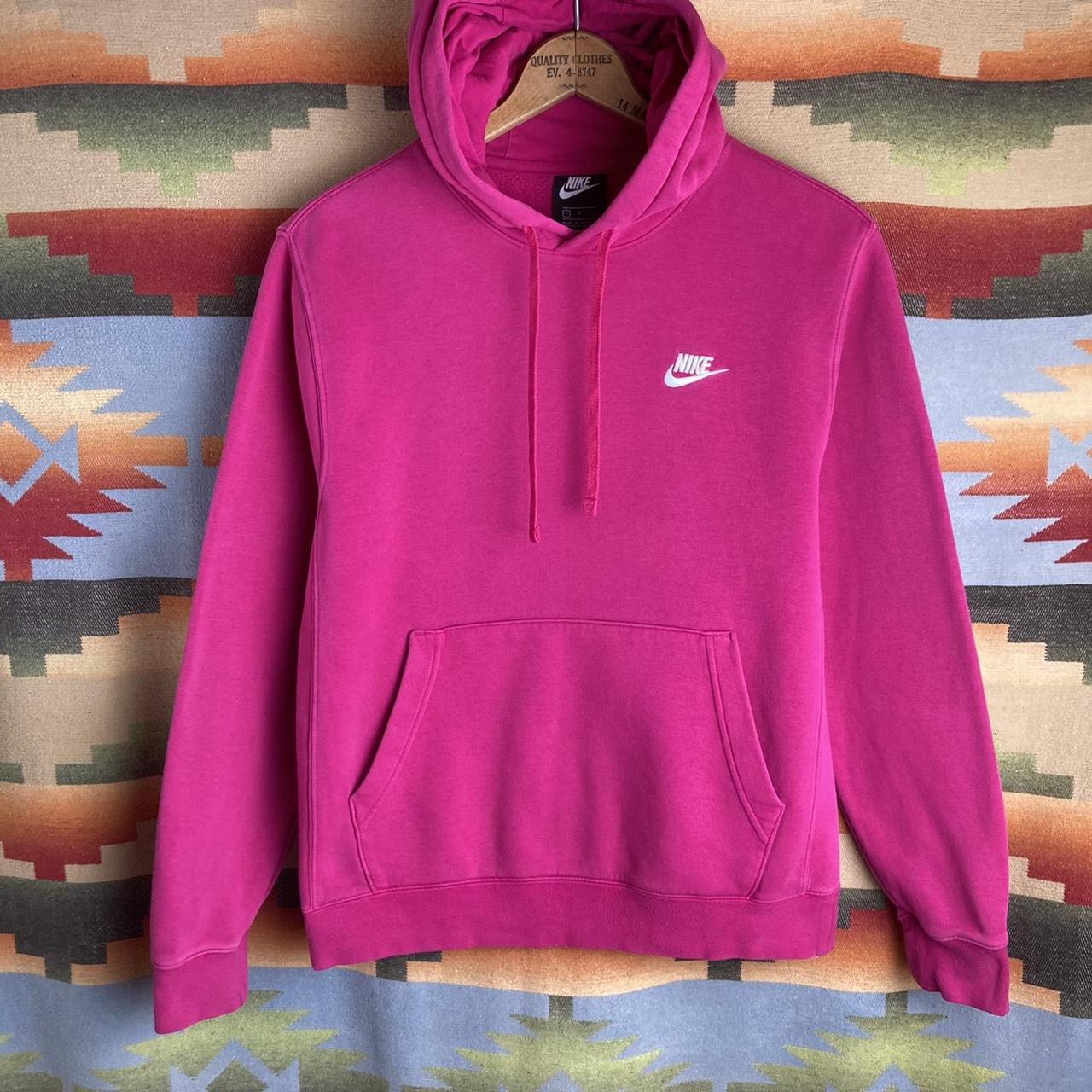 Nike Swoosh Embroidered Hot Pink Pullover Hoodie... Depop
