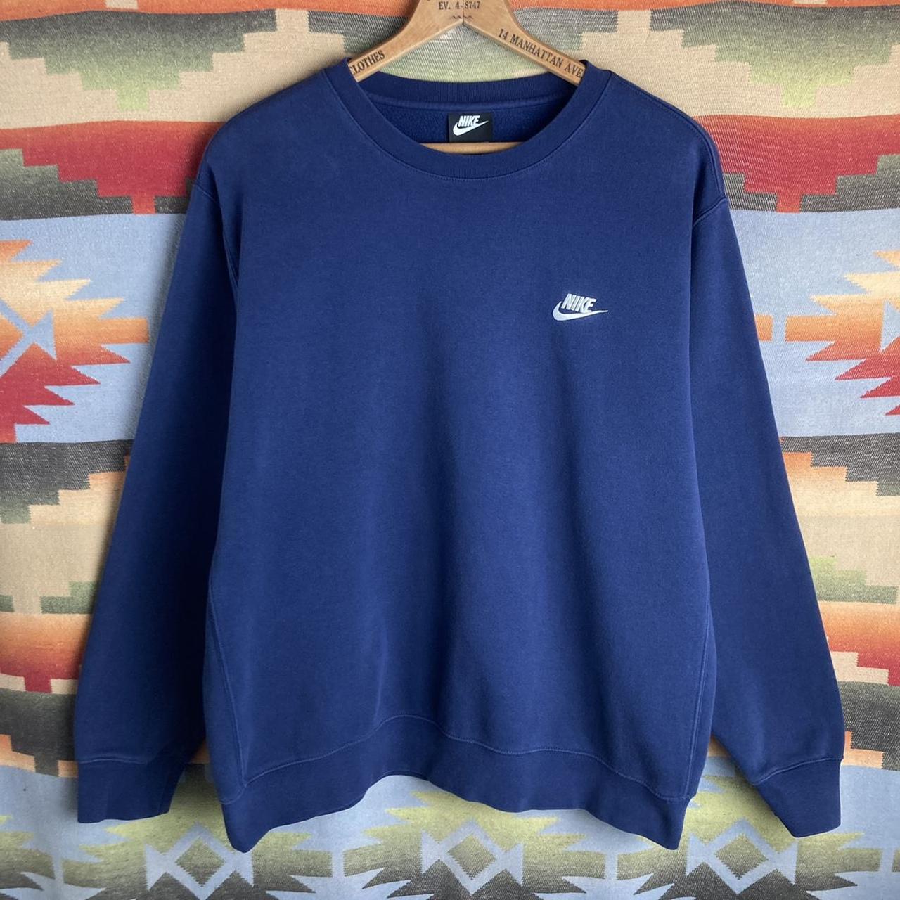 Nike Swoosh Embroidered Navy Blue Pullover Crewneck