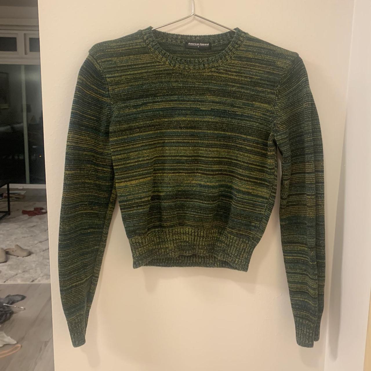 2010s AMERICAN APPAREL cropped sweater. Green and... - Depop