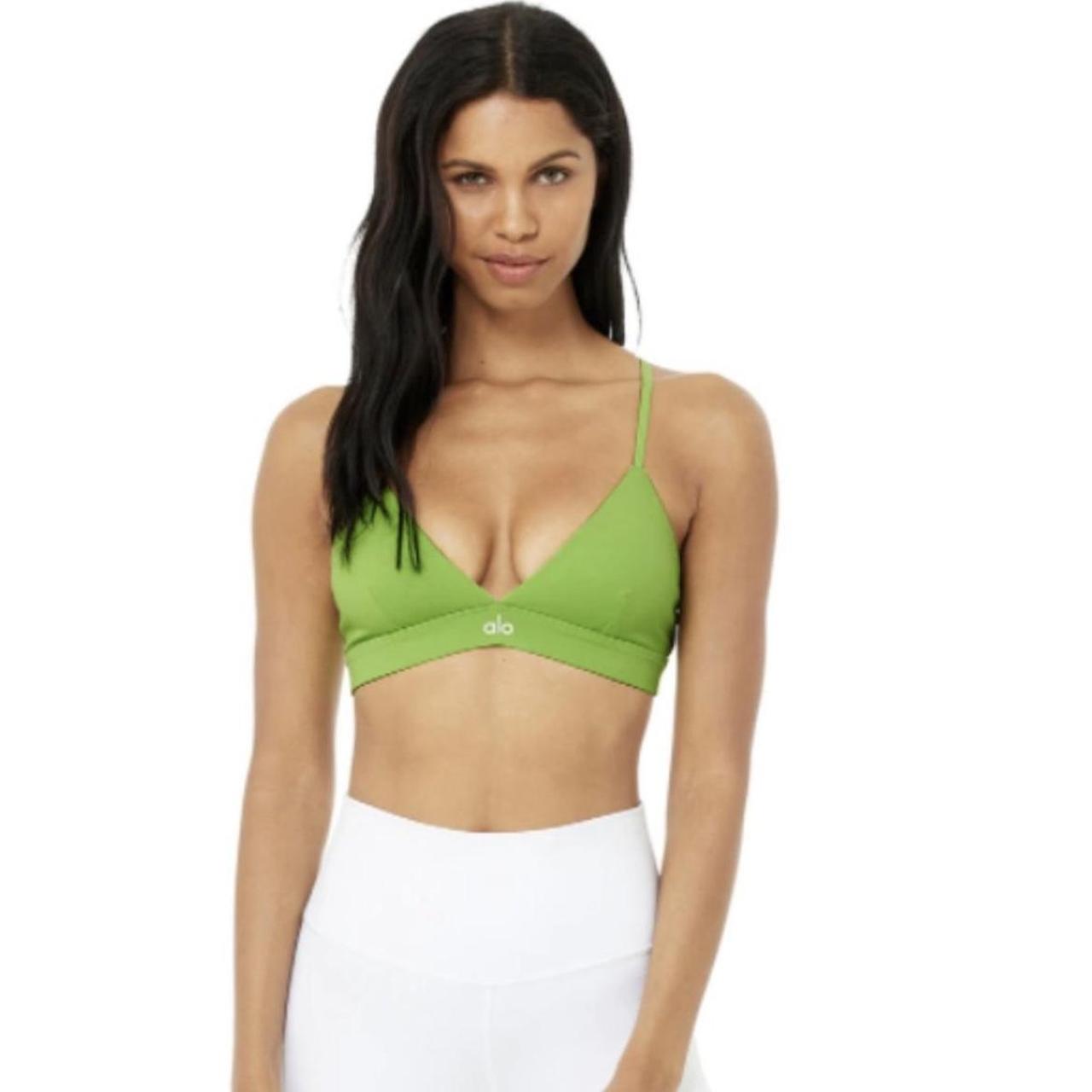 Alo Yoga Women's Green Bra Depop