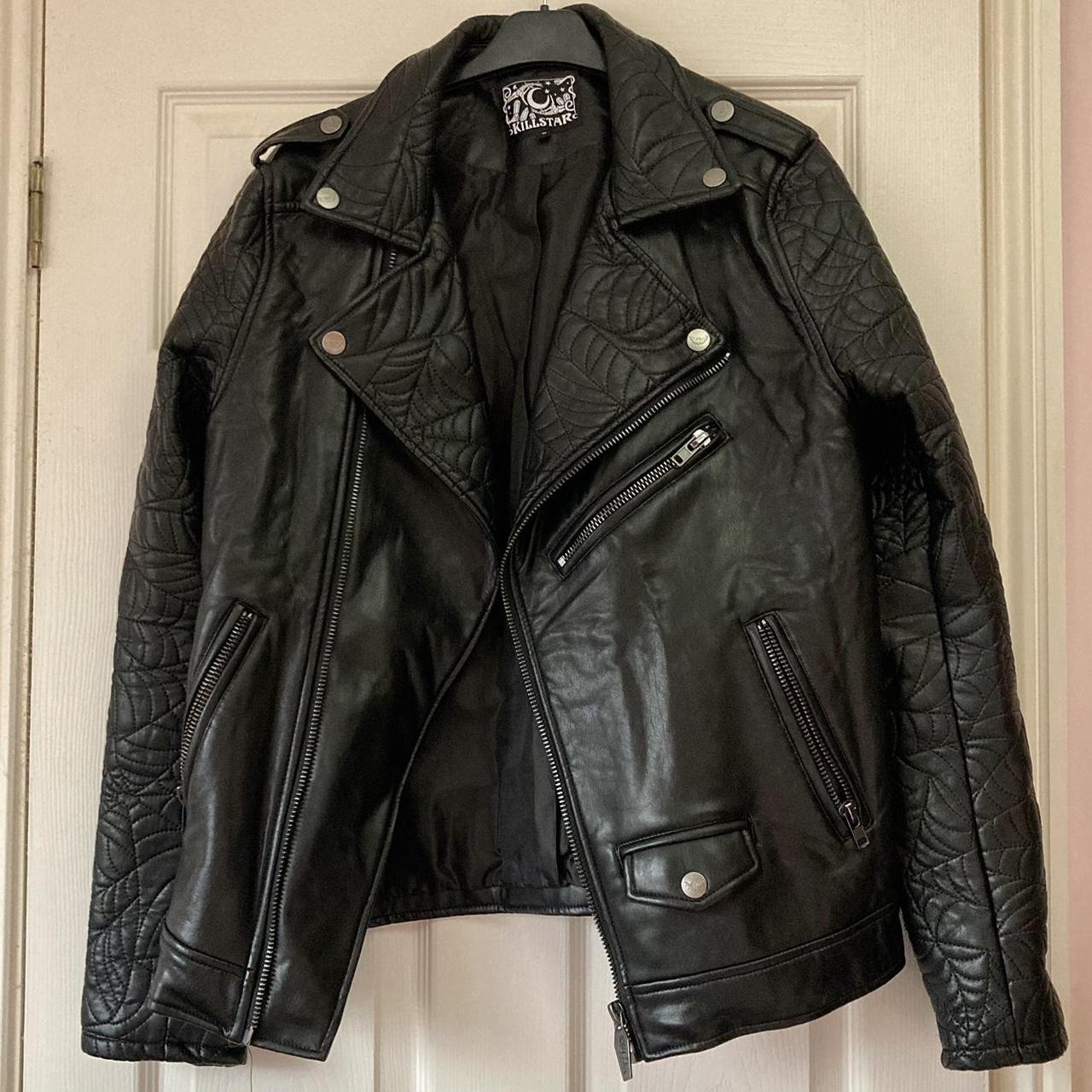 Black Killstar spiderweb leather jacket. Men’s size... - Depop