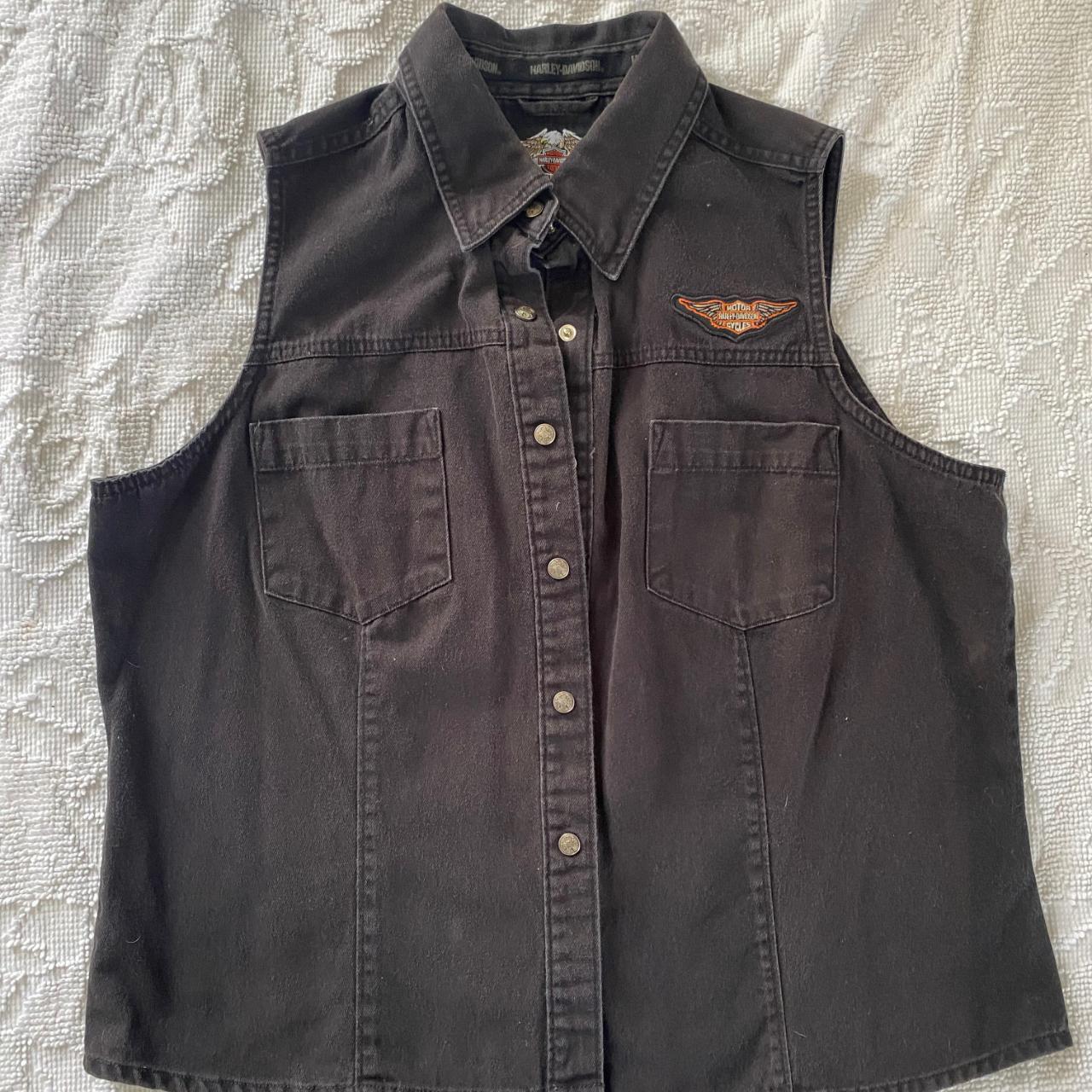 Harley Davidson black denim vest size XL on