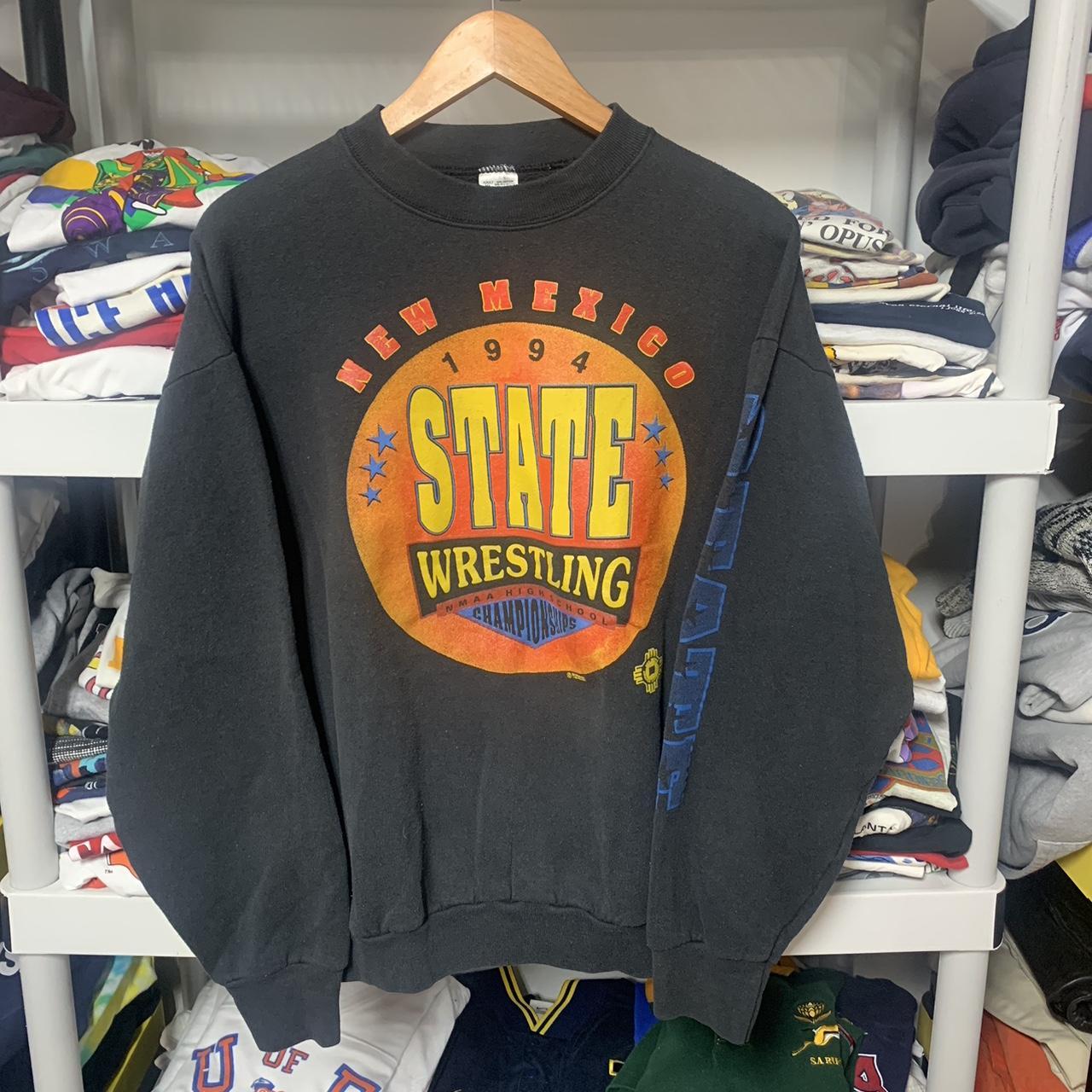 Fruit of the Loom Men's Black and Orange Jumper Depop