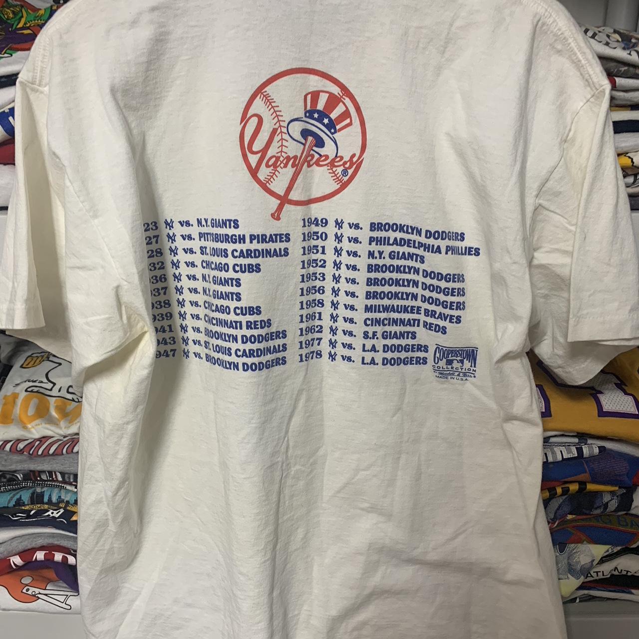 Mitchell & Ness Men's White and Blue T-shirt | Depop