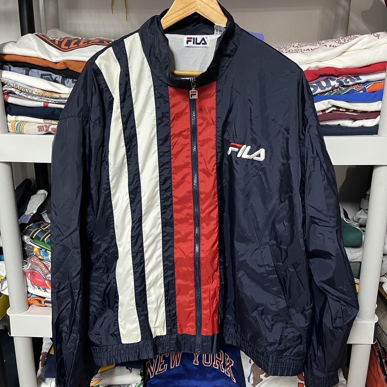 Fila Men's Red and Navy Jacket | Depop