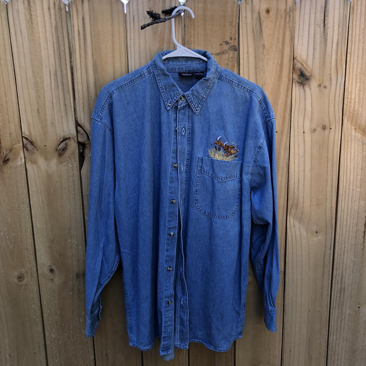 Reclaimed Vintage Men's Blue and Brown Shirt