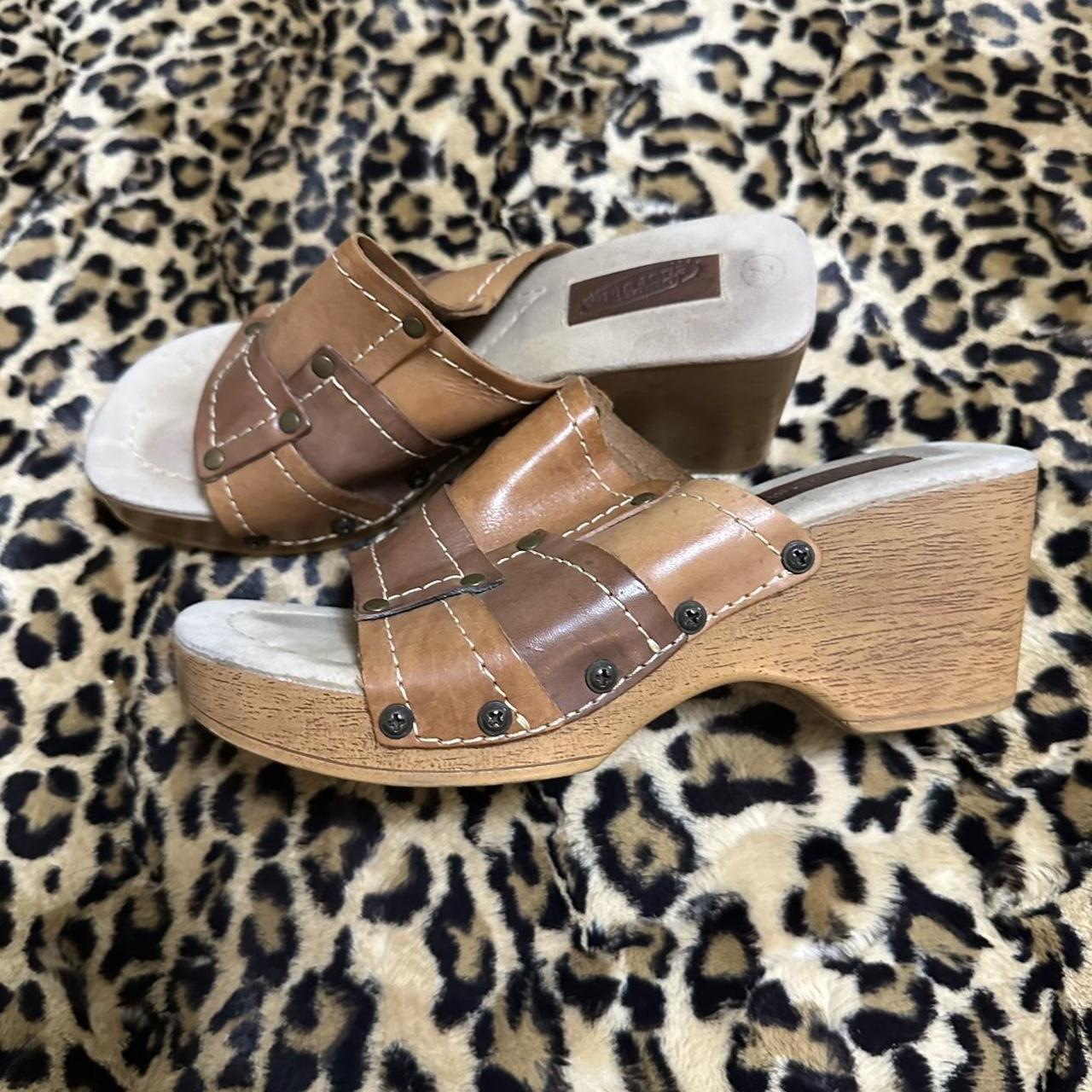 Cutest vintage leather patch platform sandals. Brand... - Depop