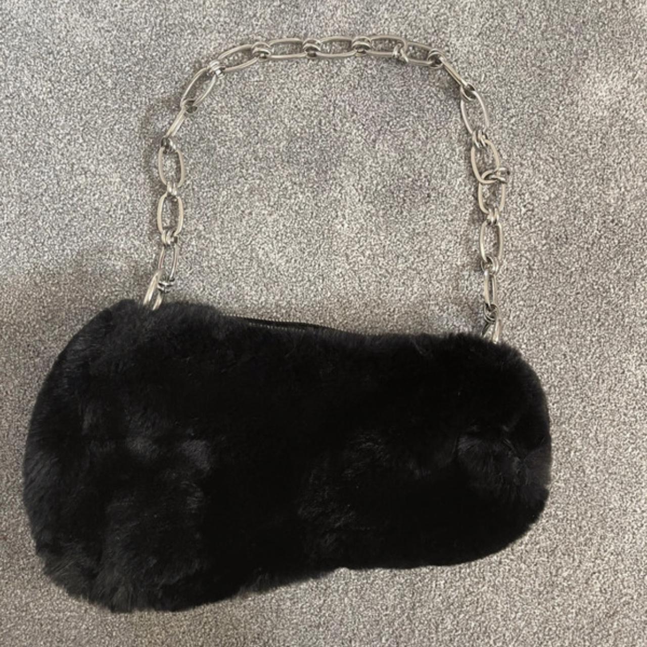 Topshop black fluffy online bag