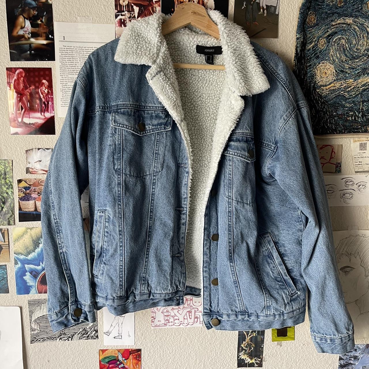 Forever 21 jean shop jacket with fur