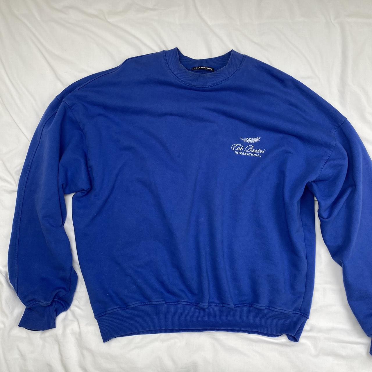 Cole Buxton heavyweight blue logo sweatshirt (XL).... - Depop