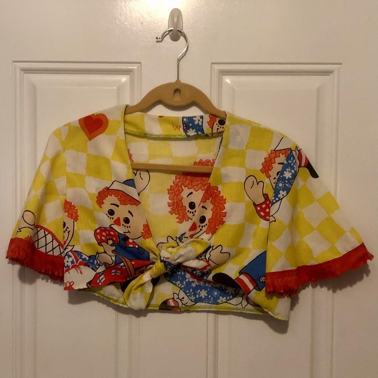 Handmade Raggedy Ann Cropped Tie Top w/ Fringe... - Depop