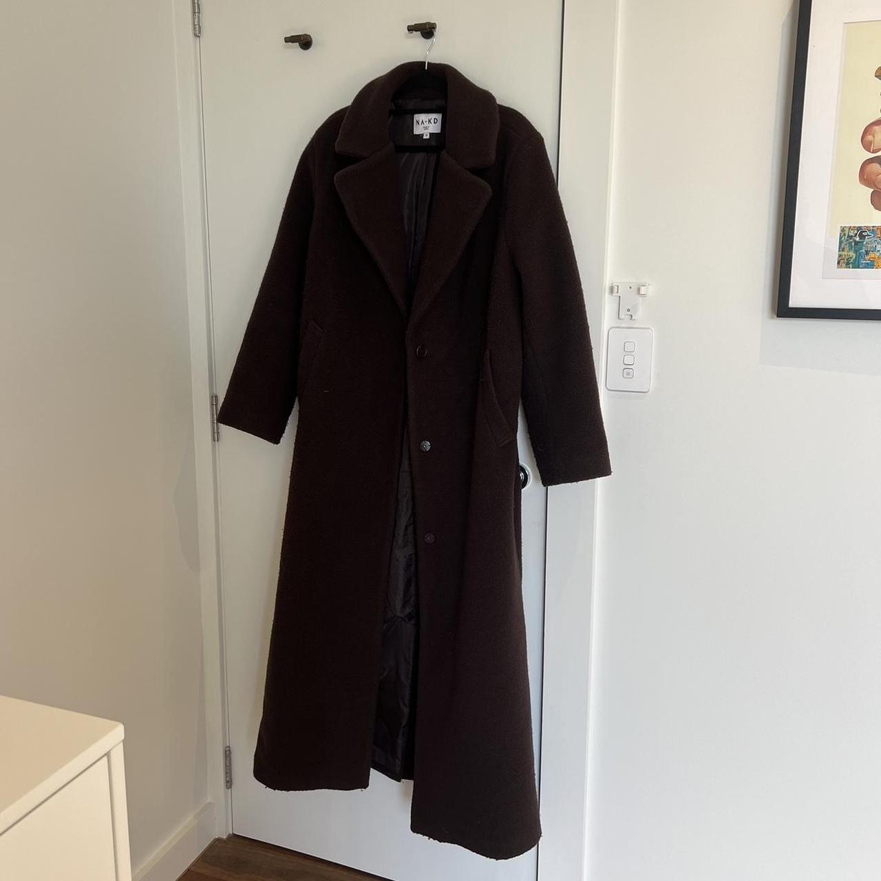 NA-KD Maxi Coat Colour: Brown Size: EU 38 Fits Depop