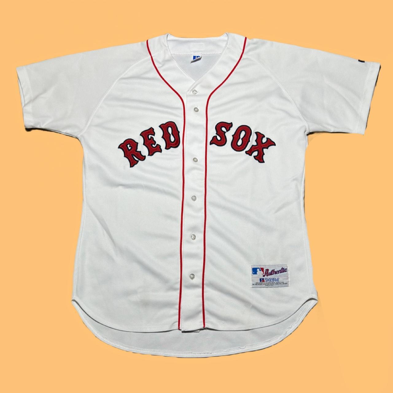 Vintage Russell Label - BOSTON RED SOX Button-Down (XL) Baseball Jersey  WHITE