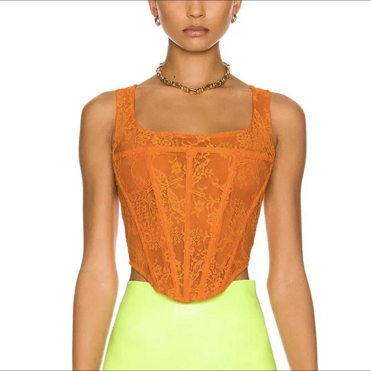 MIAOU Campbell lace corset top ORANGE (M)