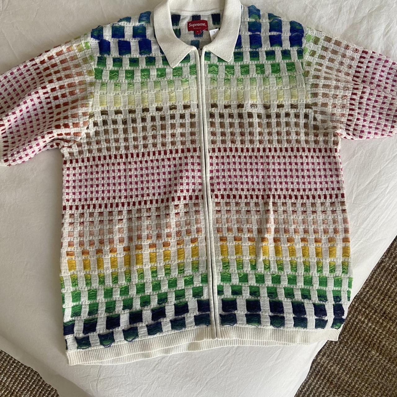 Supreme Gradient Grid Zip Up Polo - Depop