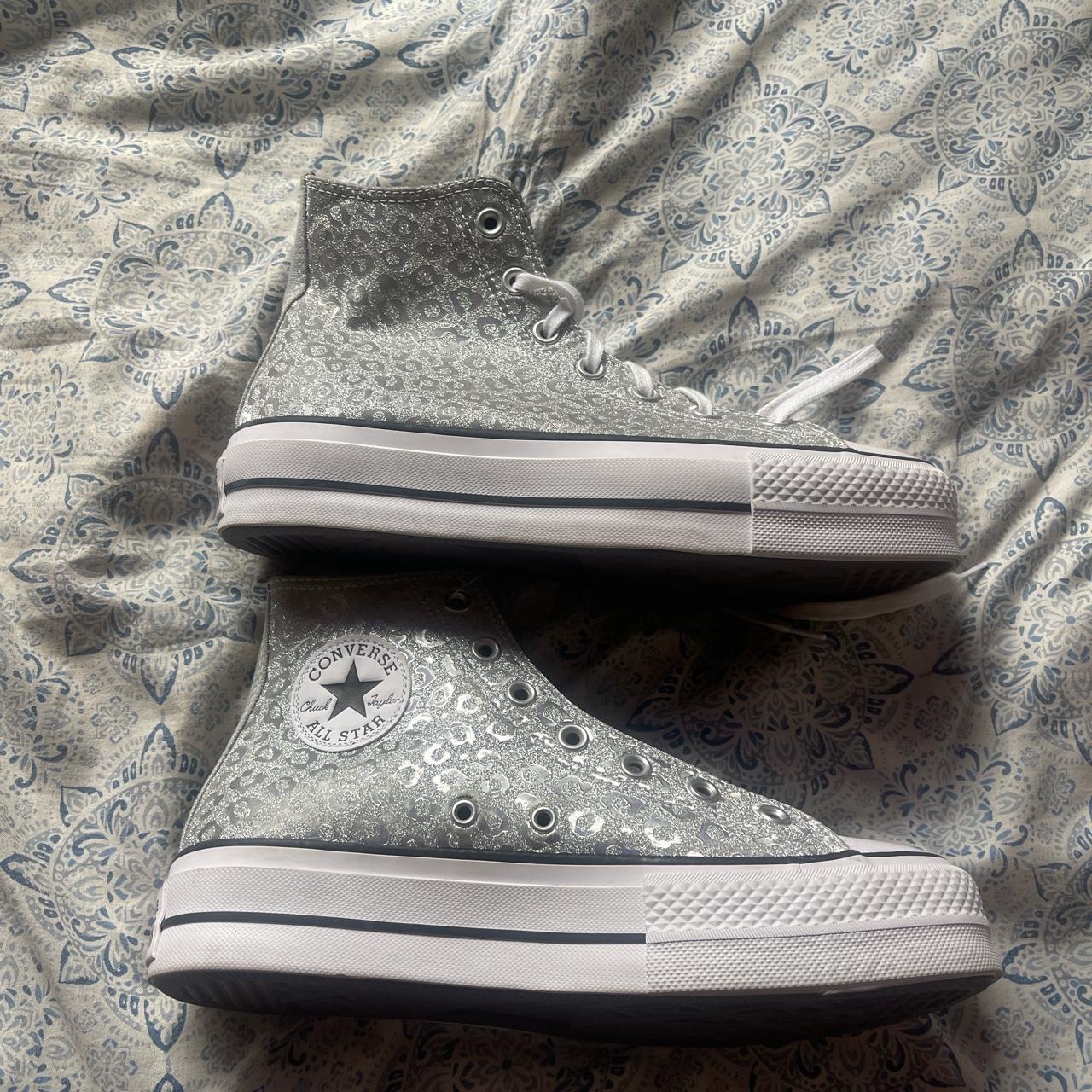 Glittery Platform Converse Highs Size 9 rarely worn Depop