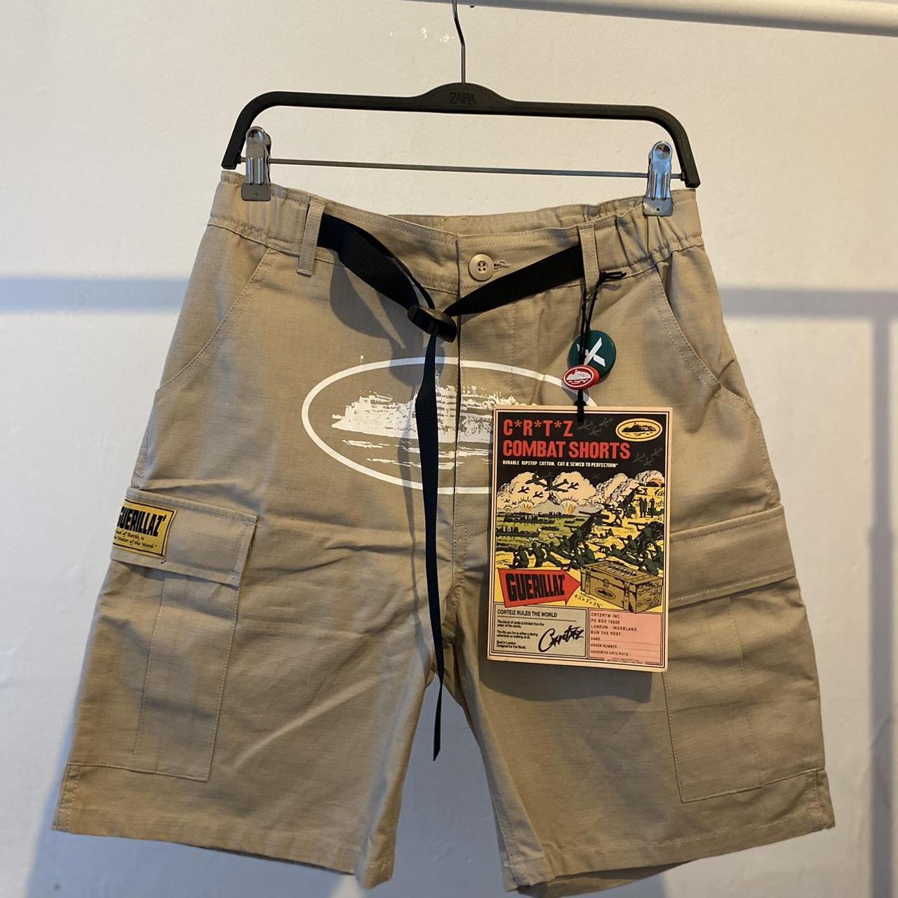 Corteiz Guerillaz 21' Cargo Shorts Beige (receipt... - Depop