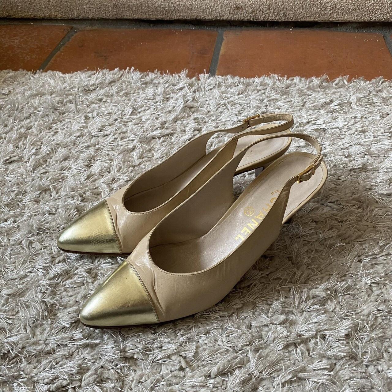 Used] CHANEL lined strap pumps / 35.5 / black / with kakatsure