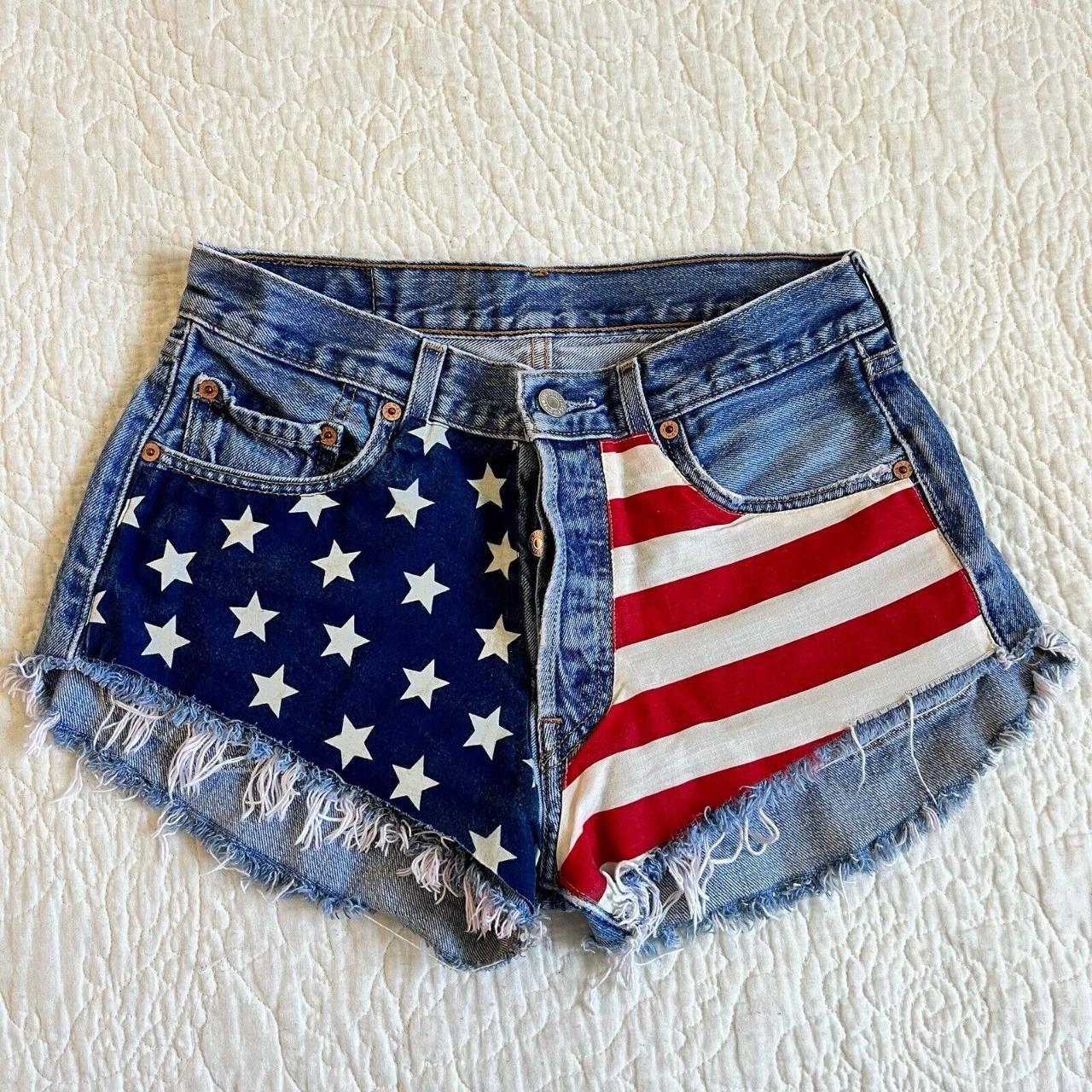 Women's american flag denim on sale shorts