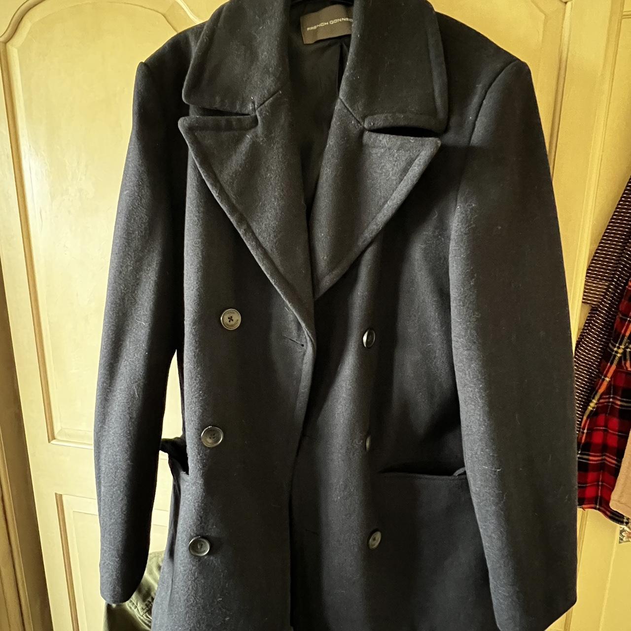 Navy men’s French Connection pea coat, size medium.... - Depop
