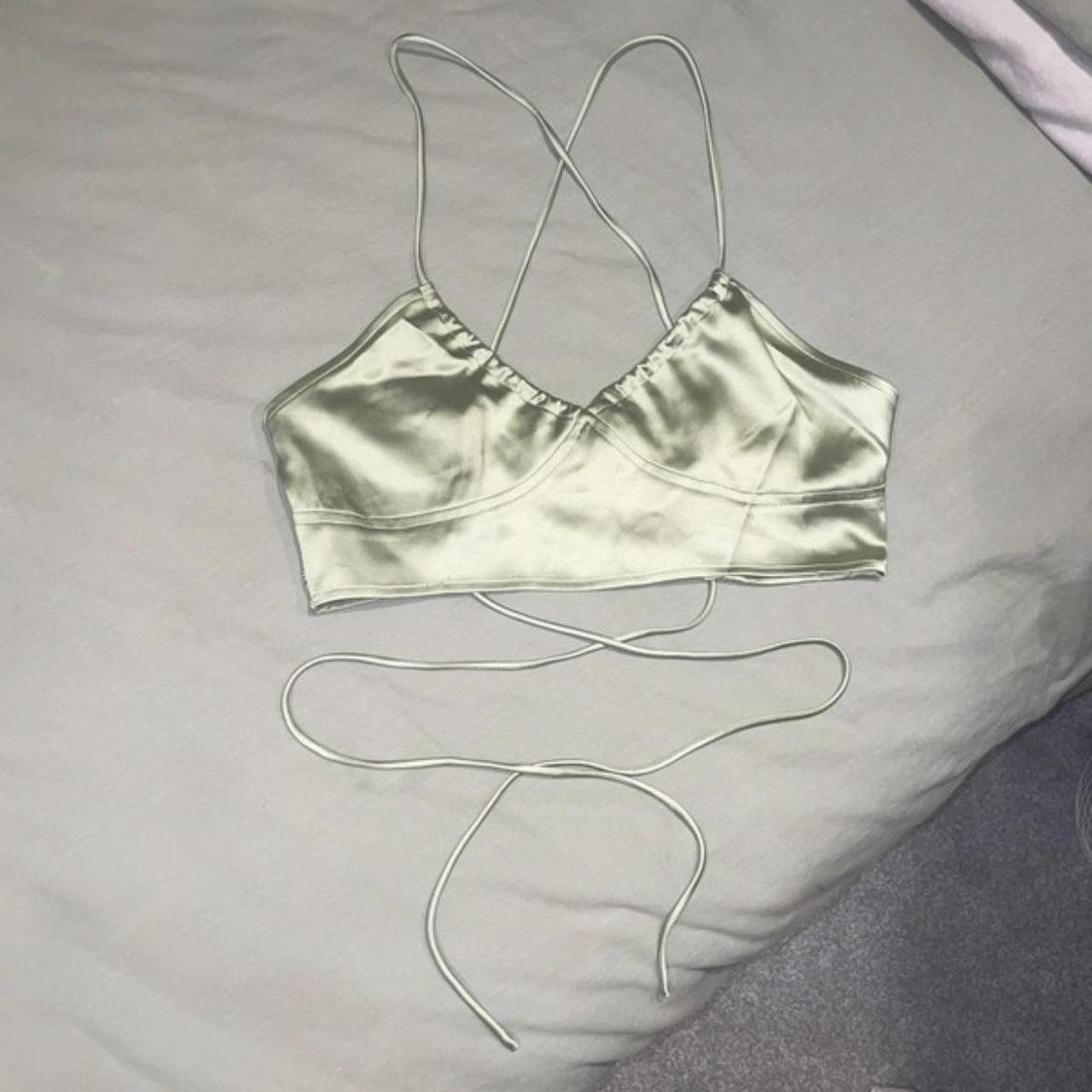 Sage Green Halter Neck Crop Top Depop