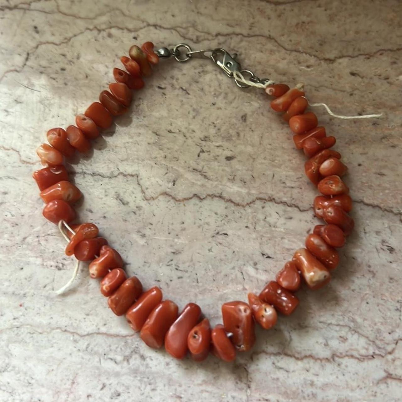 Vintage red coral bracelet rare Undyed red coral - Depop