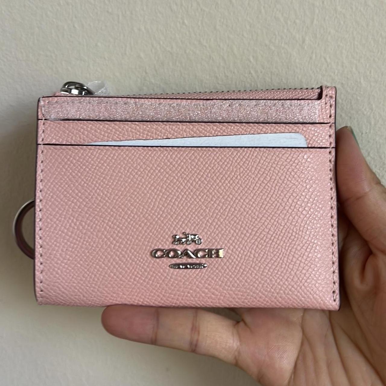 COACH Pink Leather Mini Skinny ID Case NEW