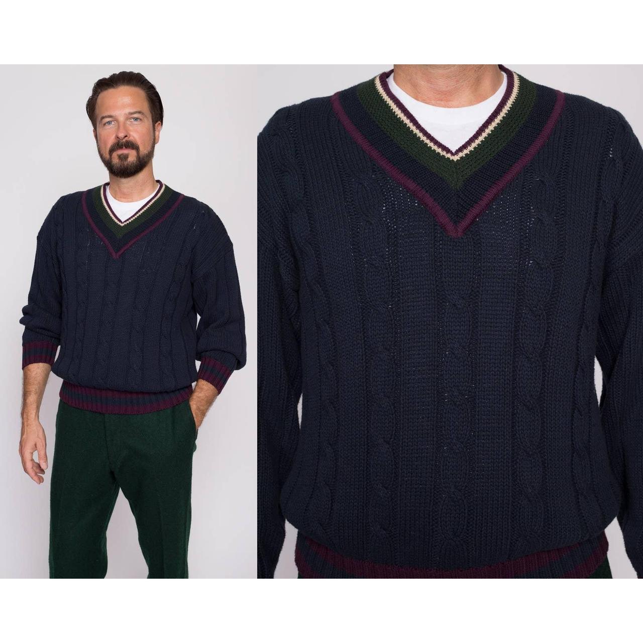 Men's v neck hot sale tennis sweater