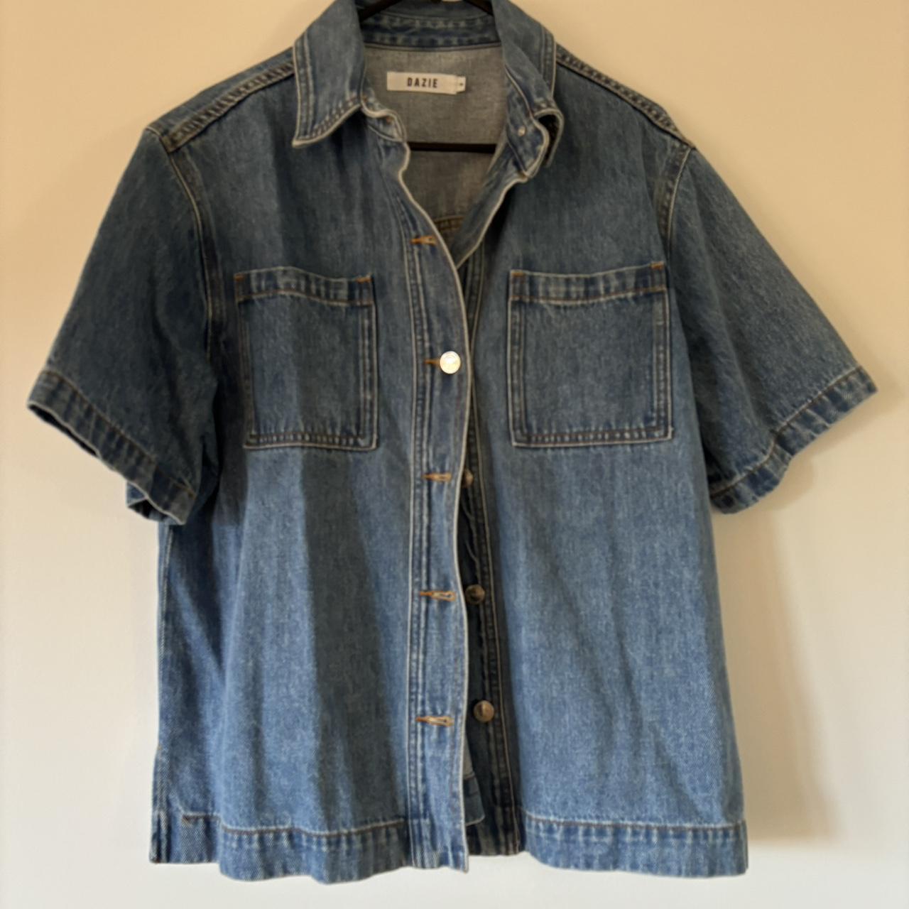 Dazie Denim Shirt - Balmy Night Short Sleeve Denim... - Depop