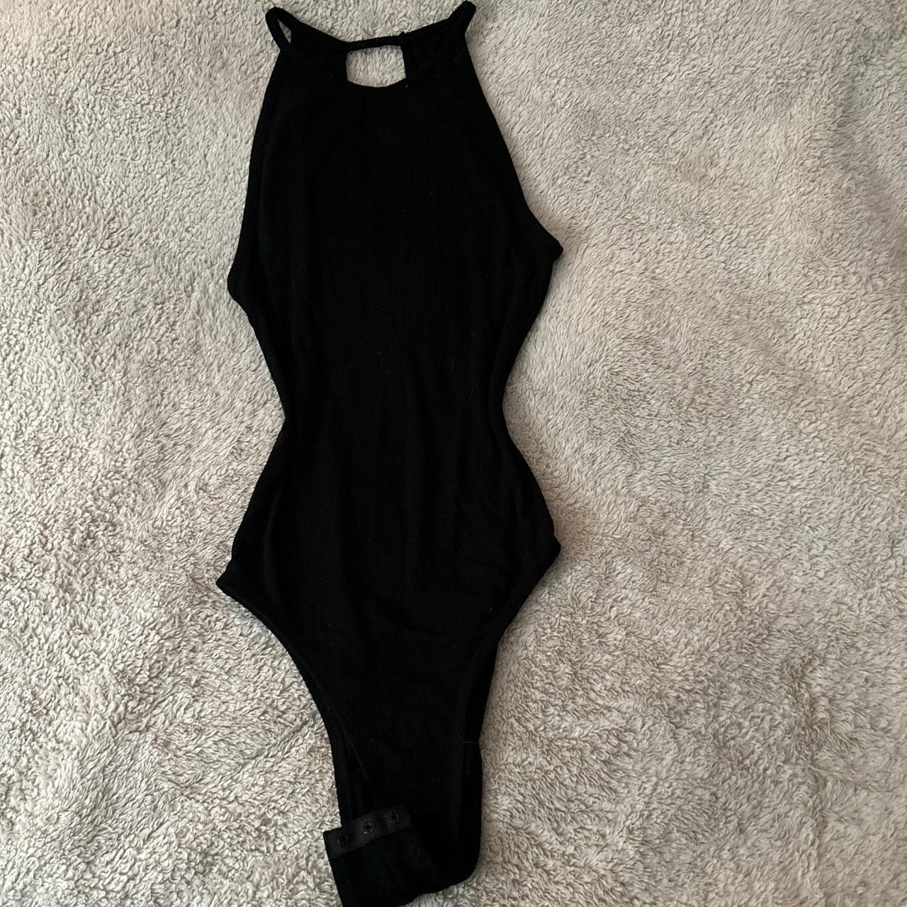 H&M black bodysuit with opening in the back Size... Depop
