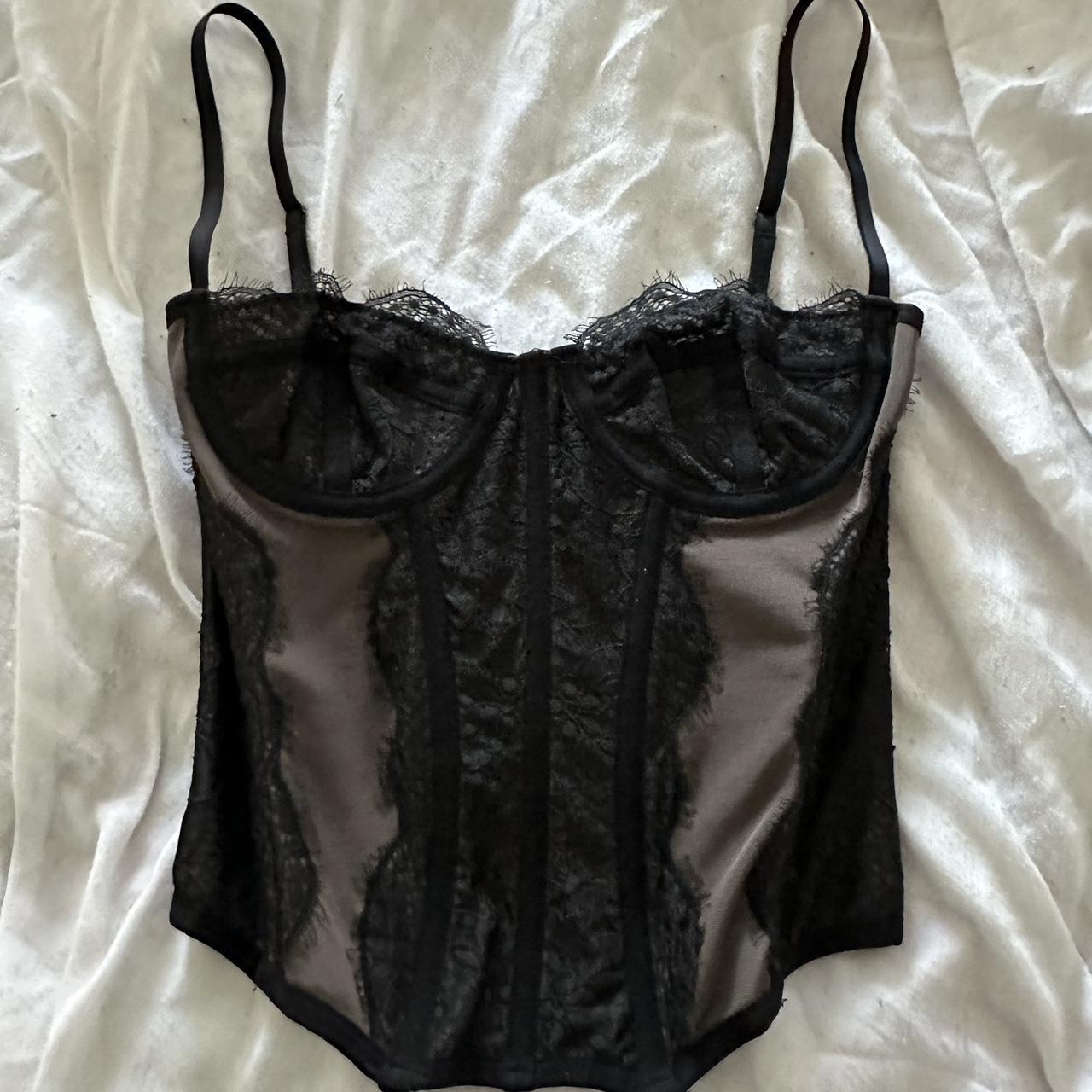 Urban Outfitters Modern Love Corset in Black Floral - Depop