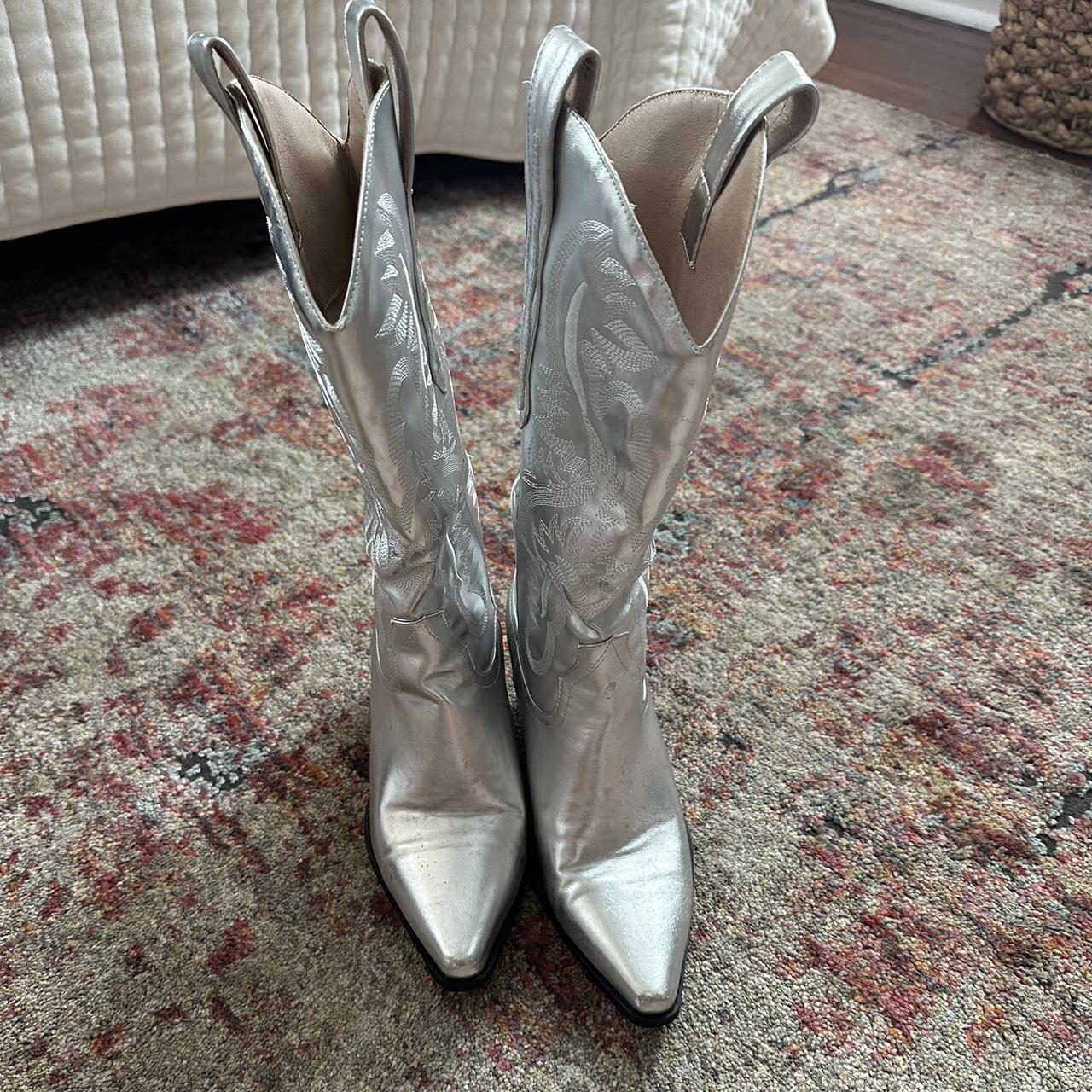 Silver cowgirl boots warn once Accepting offers! - Depop