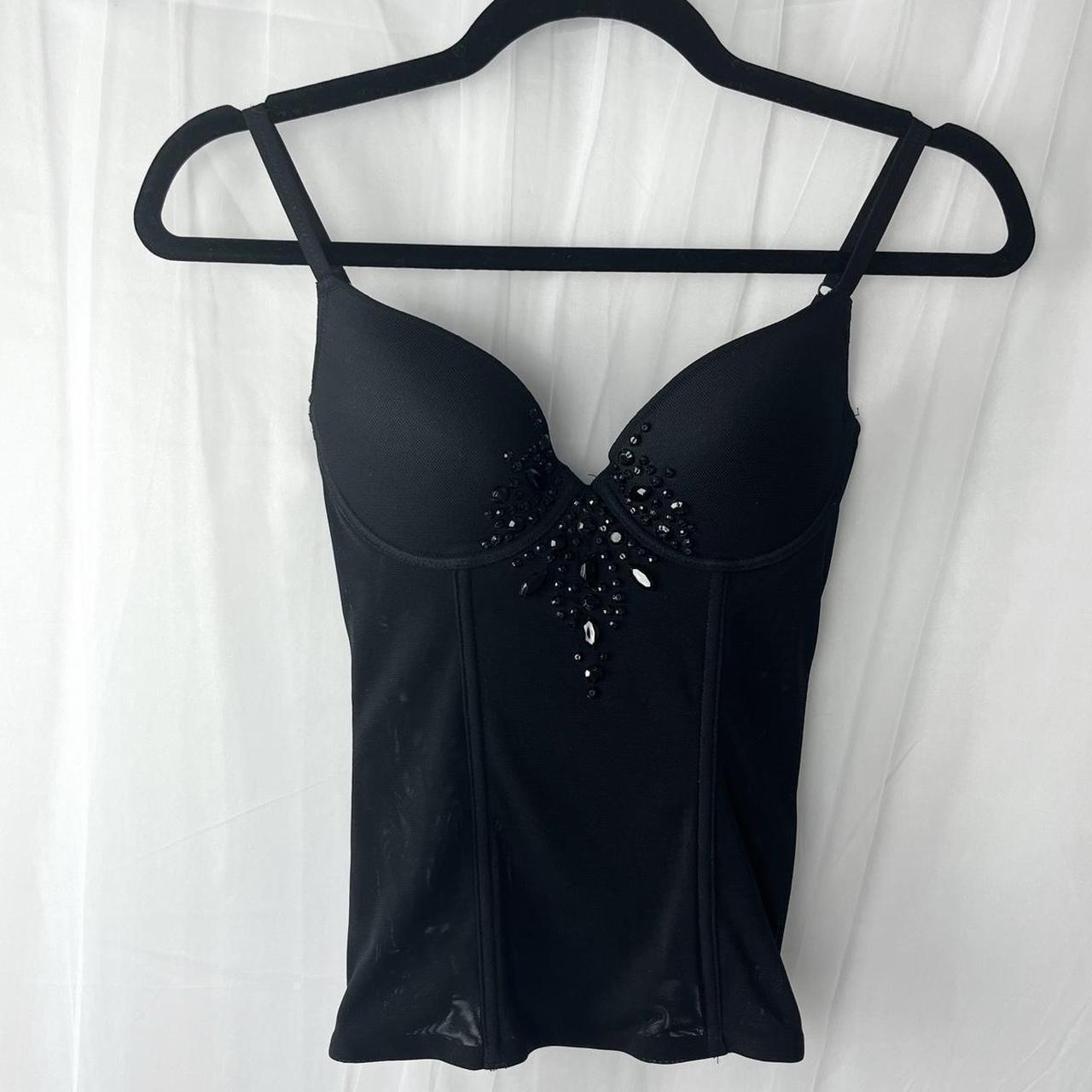 Black beaded corset bra top - bead details - Size... - Depop