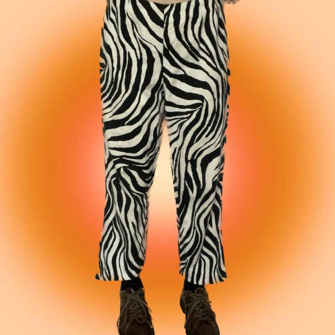 Funky zebra pants! With a fun flare/ slit ankle... Depop