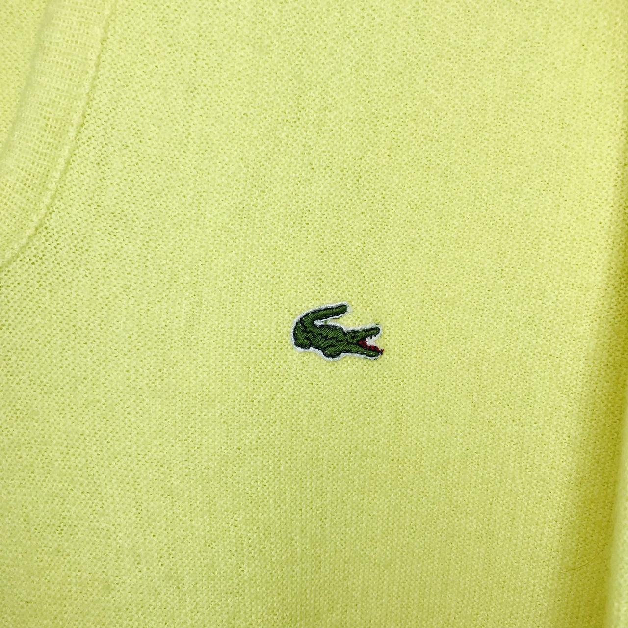 Vintage Izod Lacoste Lemon Yellow Deep V Neck Long... - Depop