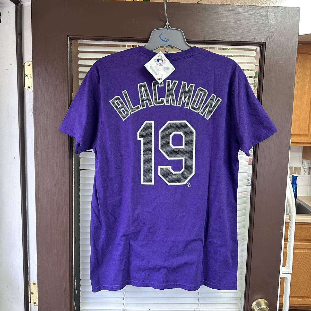 Charlie Blackmon Colorado Rockies Majestic Logo Official Name & Number T- Shirt - Purple