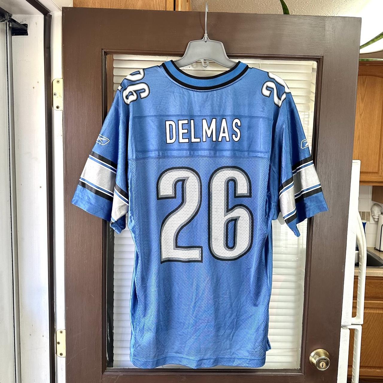 Vintage Reebok Detroit Lions Louis Delmas Blue - Depop