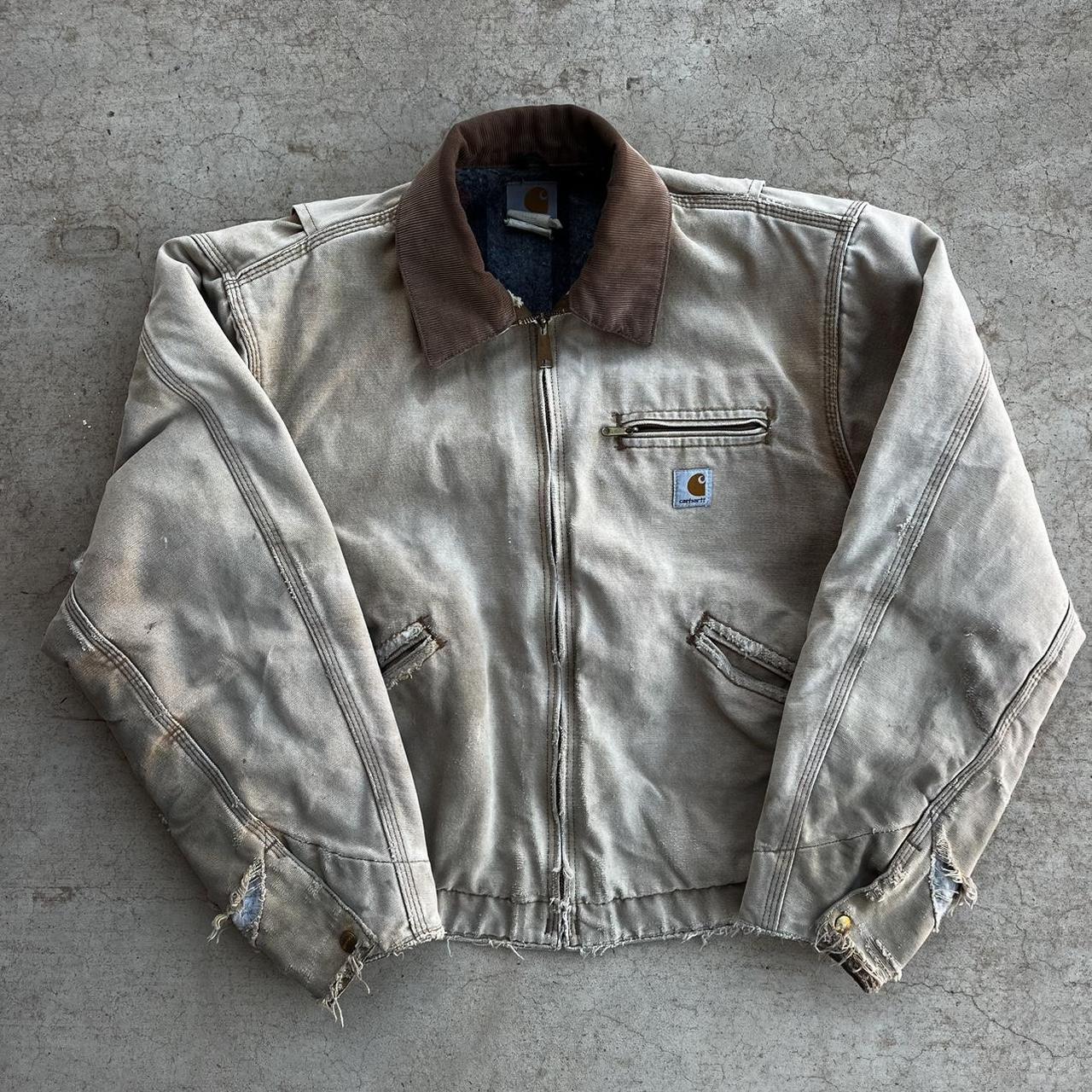 Carhartt Men's Cream and Tan Jacket | Depop