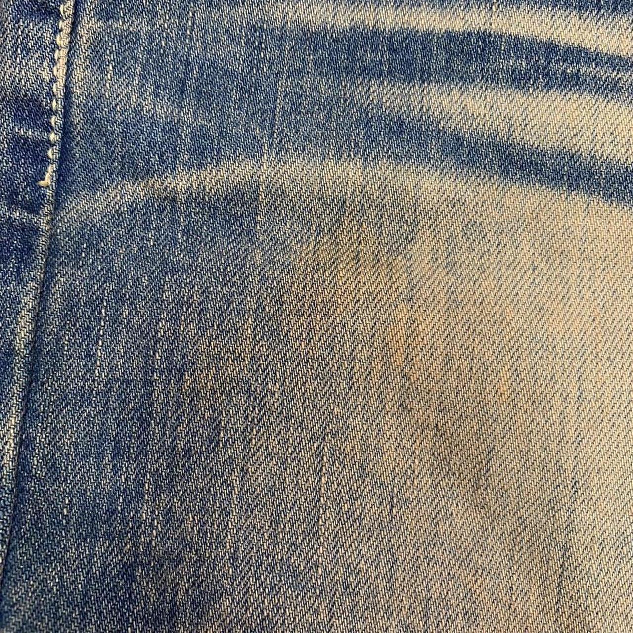 Dark blue acid wash butt pocketless shorts Lowrise... - Depop